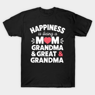 Happiness For Mom Grandma Great Grandma Happy Mothers Day T-Shirt